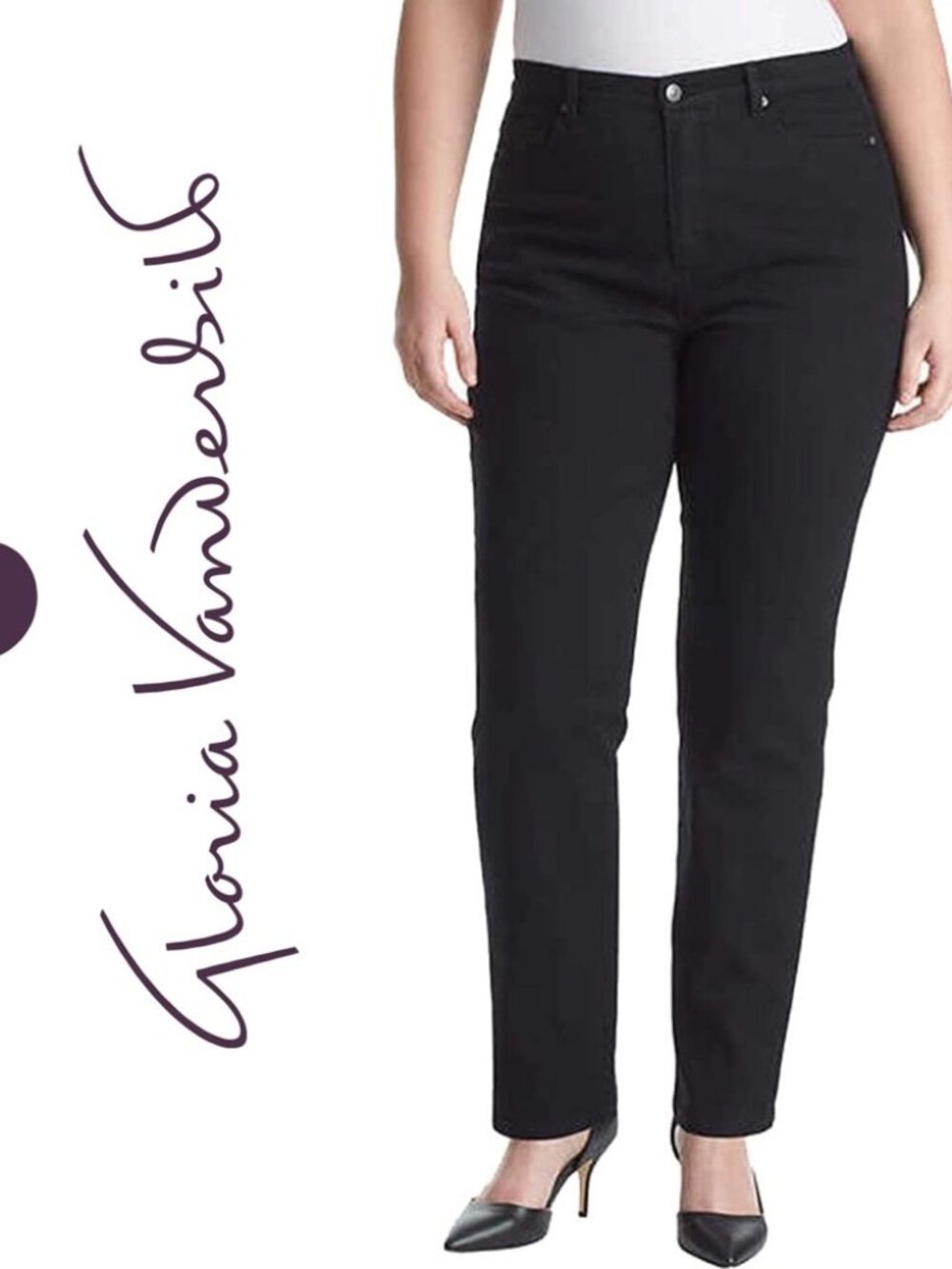 Gloria Vanderbilt Amanda Black Tapered Leg Jeans Size 18 Short